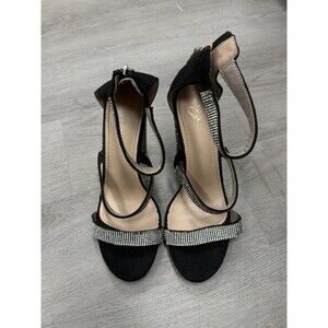 Sugar Style 13 Black Stiletto Rhinestone Heel Sz 7.5